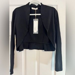 Belle Poque Vintage Cropped Shrug Open Front Long Sleeve Ruffled Cardigan